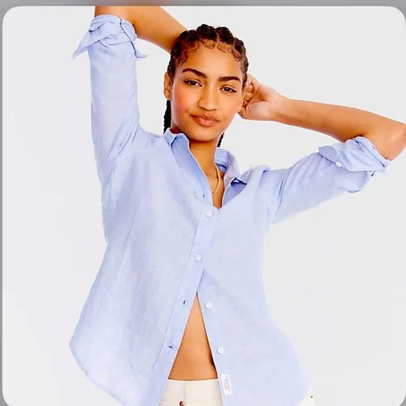 NWT JCREW Slim-fit Baird McNutt Irish linen shirt - Picture 2 of 5